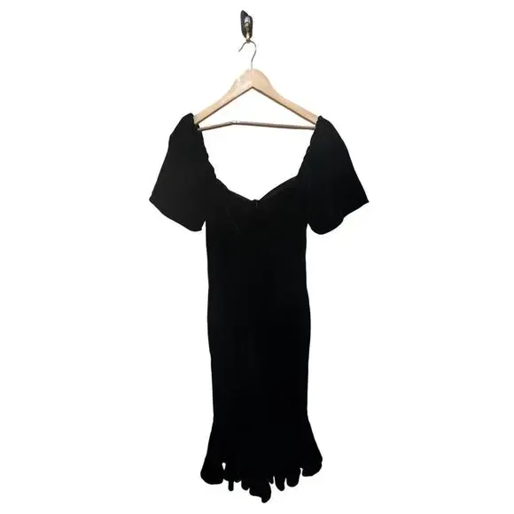RHODE Sweetheart Velvet Ramona Slim Midi Dress in Jet Black Size 4 New with Tags